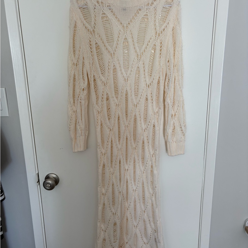 H&M Cream Long Sleeve Knit Dress